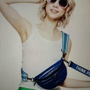 THINK ROYLN SHINING STAR Vlasic Navy Blue Crossbody Bag with Striped Strap